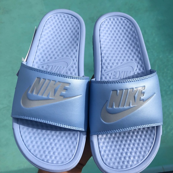 baby blue nike slides